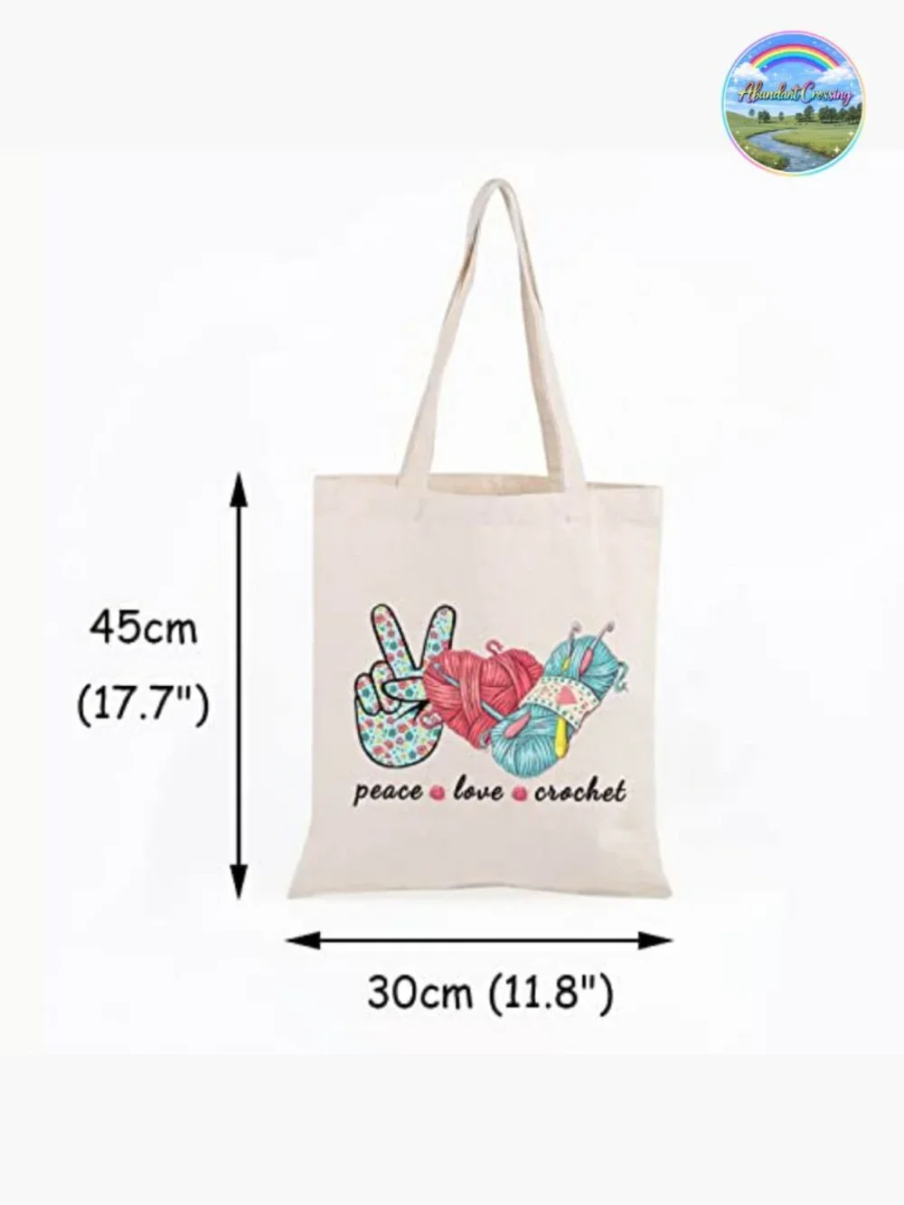 Canvas Knitting Project Bag with Zipper - Makeup Travel Cosmetic Bag
